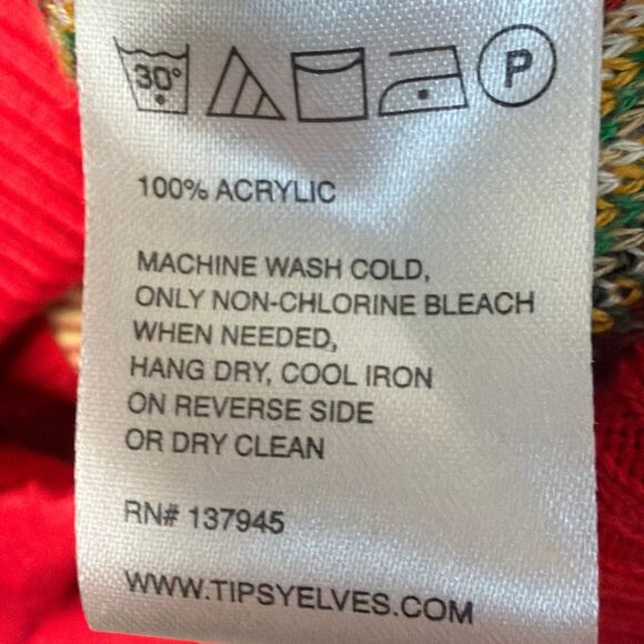 Tipsy Elves Ugly Christmas Sweater V-Neck Cardigan Unisex Size M Holiday Parties - Picture 7 of 7